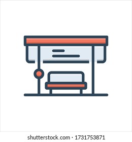 Icono de ilustración de color vectorial para parada de bus