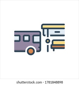 Icono de ilustración de color vectorial para parada de bus