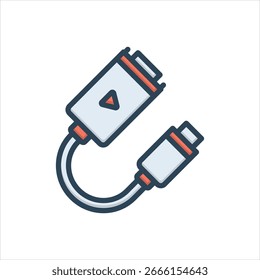 Icono colorido de la ilustración del Vector para el conector del cable