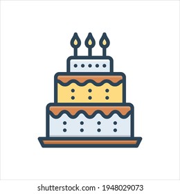 Vector colorful illustration icon for  cake