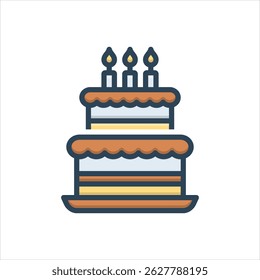Vector colorful illustration icon for cake
