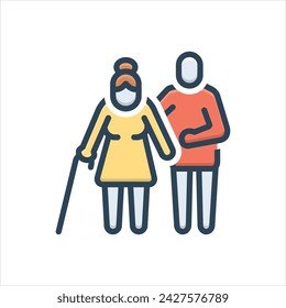 Vector colorful illustration icon for caregiver