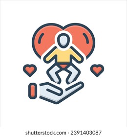 Vector colorful illustration icon for caring