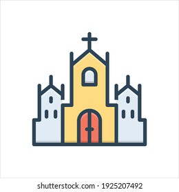 Vector colorful illustration icon for cathedral