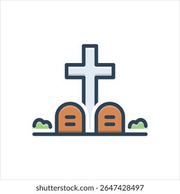 Vector colorful illustration icon for cemetery