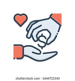 Vector colorful illustration icon for charitable