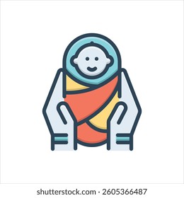Vector colorful illustration icon for child birth