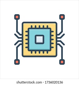 Icono de ilustración de color vectorial para chip