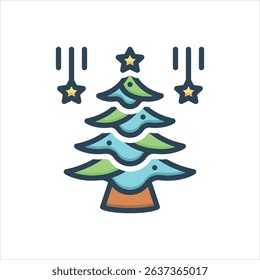 Vector colorful illustration icon for christmas tree