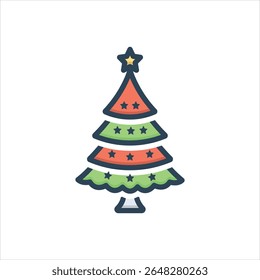 Vector colorful illustration icon for christmas tree