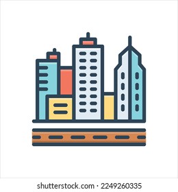 Vector colorful illustration icon for cities