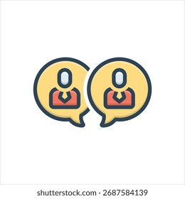 Ícone de ilustração colorido vetorial para comunicação com o cliente
