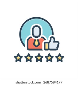 Ícone de ilustração colorido vetorial para a satisfação do cliente