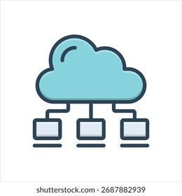 Icono colorido de la ilustración del Vector para la computación en nube