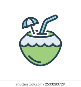 Vector colorful illustration icon for coconut water