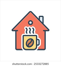 Vector colorful illustration icon for coffee house