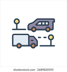 Ícone de ilustração colorido vetorial para a rota de deslocamento
