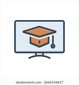 Vector colorful illustration icon for computer degree