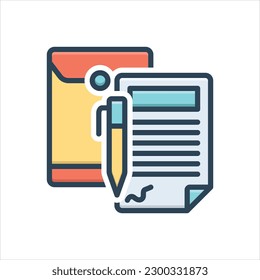 Vector colorful illustration icon for contract