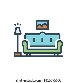 Vector colorful illustration icon for couch