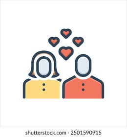 Vector colorful illustration icon for couple