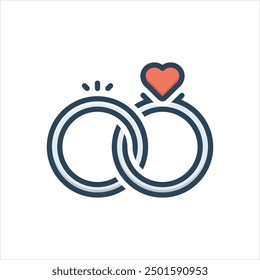 Vector colorful illustration icon for couple ring