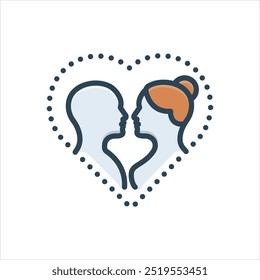 Vector colorful illustration icon for couple