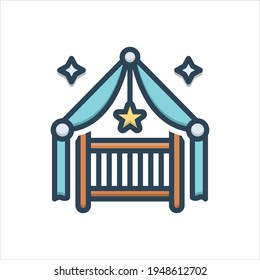 Icono de ilustración de color vectorial para la cuna