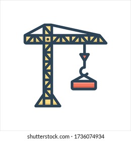 Vector colorful illustration icon for crane building