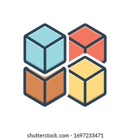 Vector colorful illustration icon for cube graphic of cubes