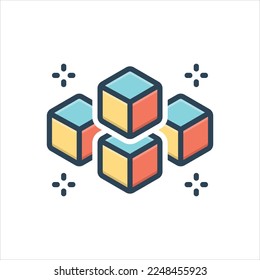 Icono de ilustración de color vectorial para cubo