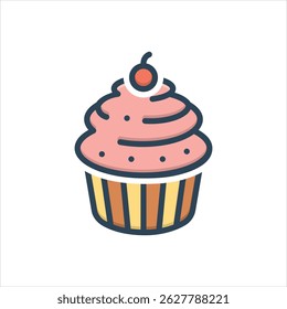 Vector colorful illustration icon for cup cake