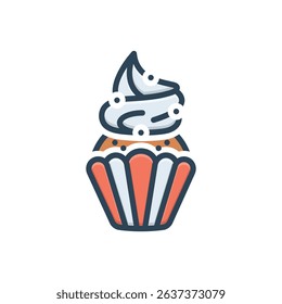 Vector colorful illustration icon for cup cake