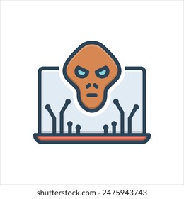 Vector colorful illustration icon for cyber attack