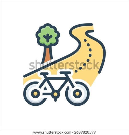 Vector colorful illustration icon for cycling path