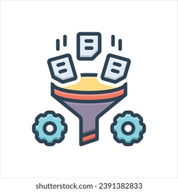 Icono de ilustración de color vectorial para el filtro de datos