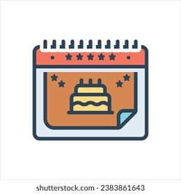 Vector colorful illustration icon for date of birth