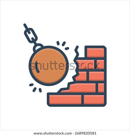 Vector colorful illustration icon for demolition