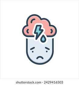 Vector colorful illustration icon for depression