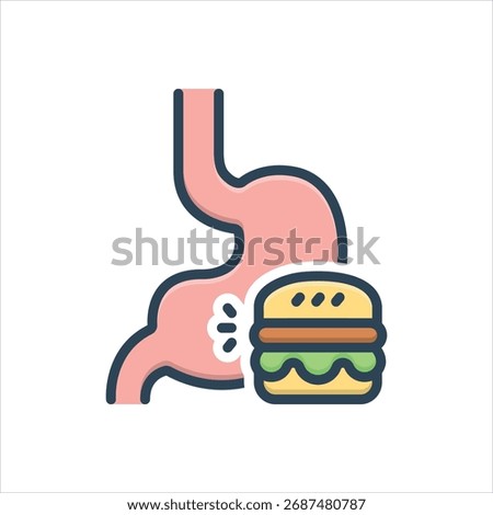 Vector colorful illustration icon for digestive disturbances