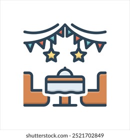 Vector colorful illustration icon for dinner