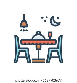 Vector colorful illustration icon for dinner