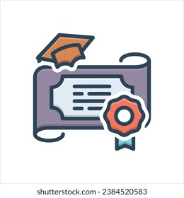 Vector colorful illustration icon for diploma