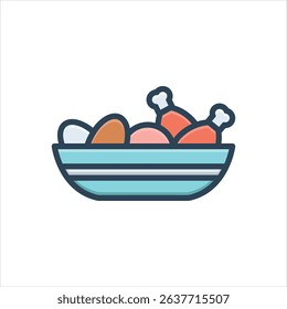 Vector colorful illustration icon for dishes 