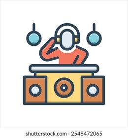 Ícone de ilustração colorido vetorial para dj