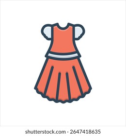 Ícone de ilustração colorido vetorial para vestido