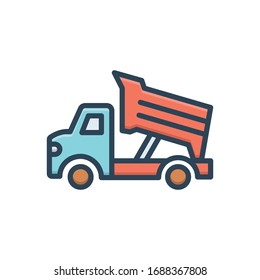 Vector colorful illustration icon for dump truck