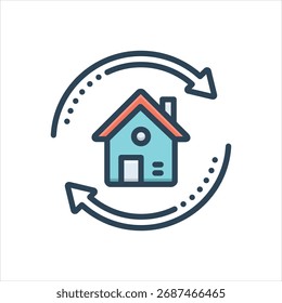 Vector colorful illustration icon for dwelling development