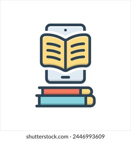 Vector colorful illustration icon for e book