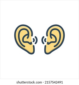 Icono de ilustración de color vectorial para los oídos